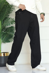 Turbo Men's Wide Leg Baggy Jeans In Black