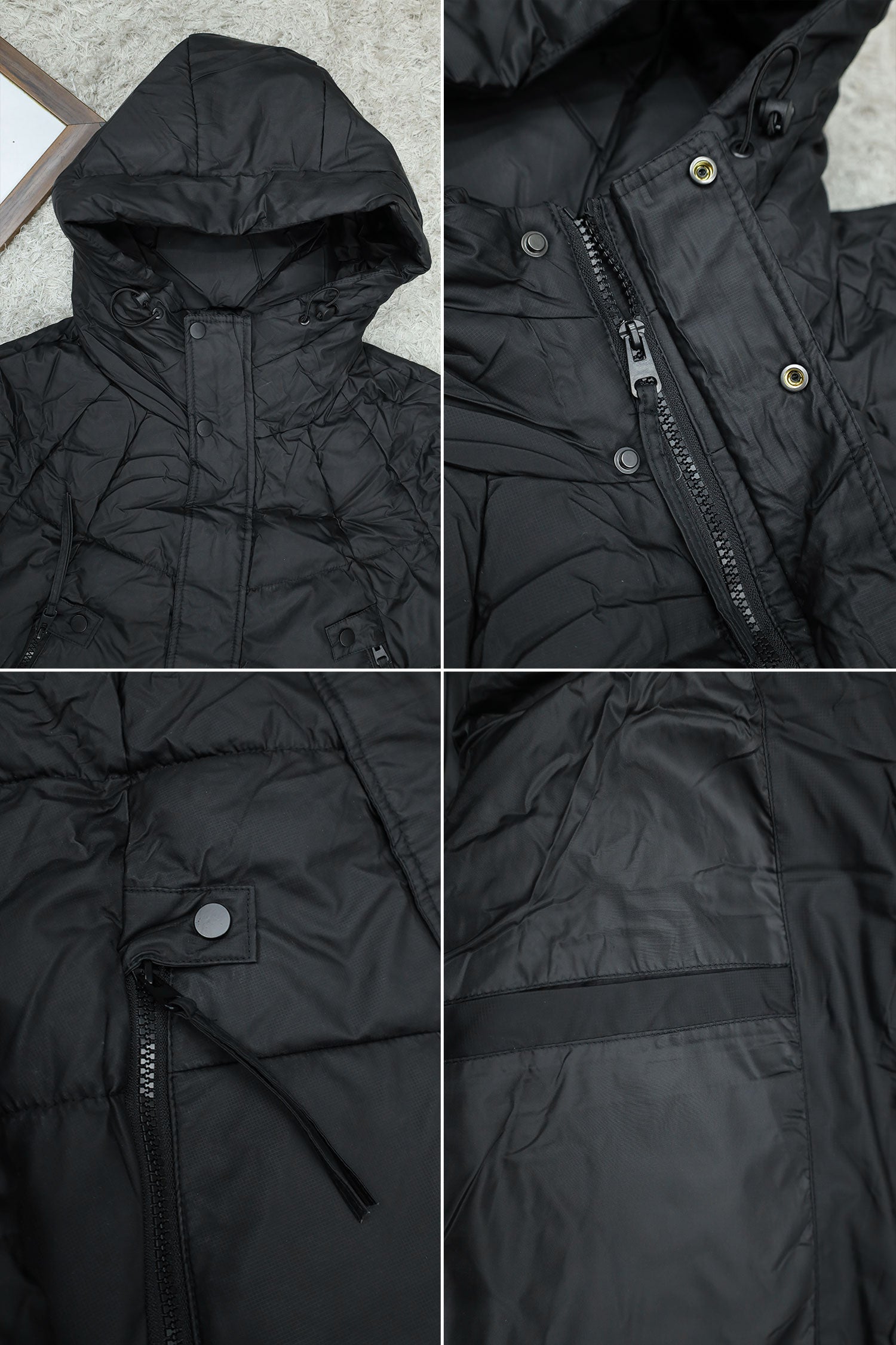 Belt Cliped Zipper Pocket Padded Imported Puffer Jacket