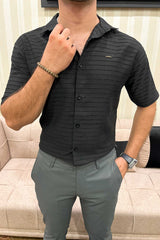 Turbo Snitch Striped Casual Shirt In Black