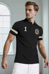 Hackt Lndn Heritage Crown Graphic Men's Polo Shirt In Black