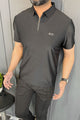 Turbo Abstract Symmetry Zip-Collar Men's Polo Shirt