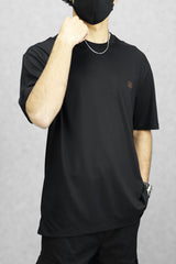 Detailed Comfort Imported Round Neck T-Shirt In Black