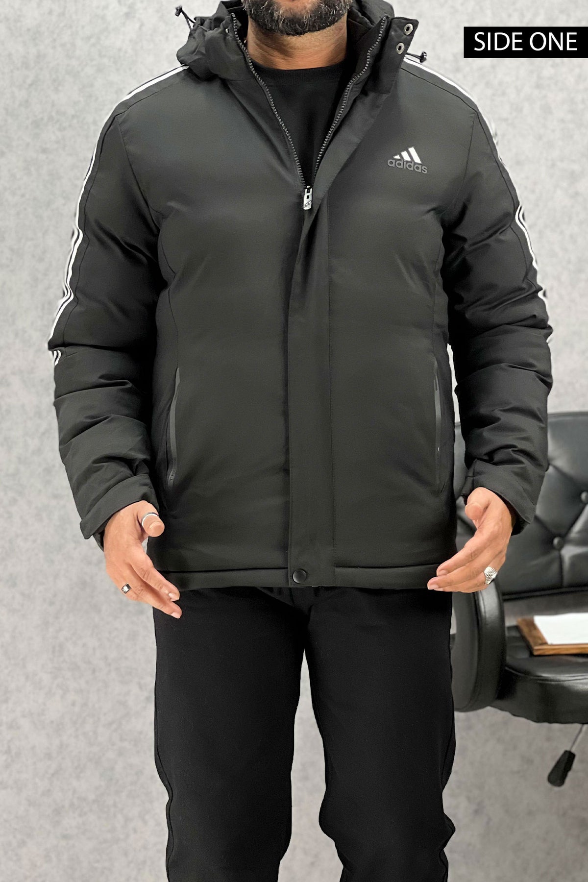 Adds 3 Stripe Double Sided Imported Puffer Jacket