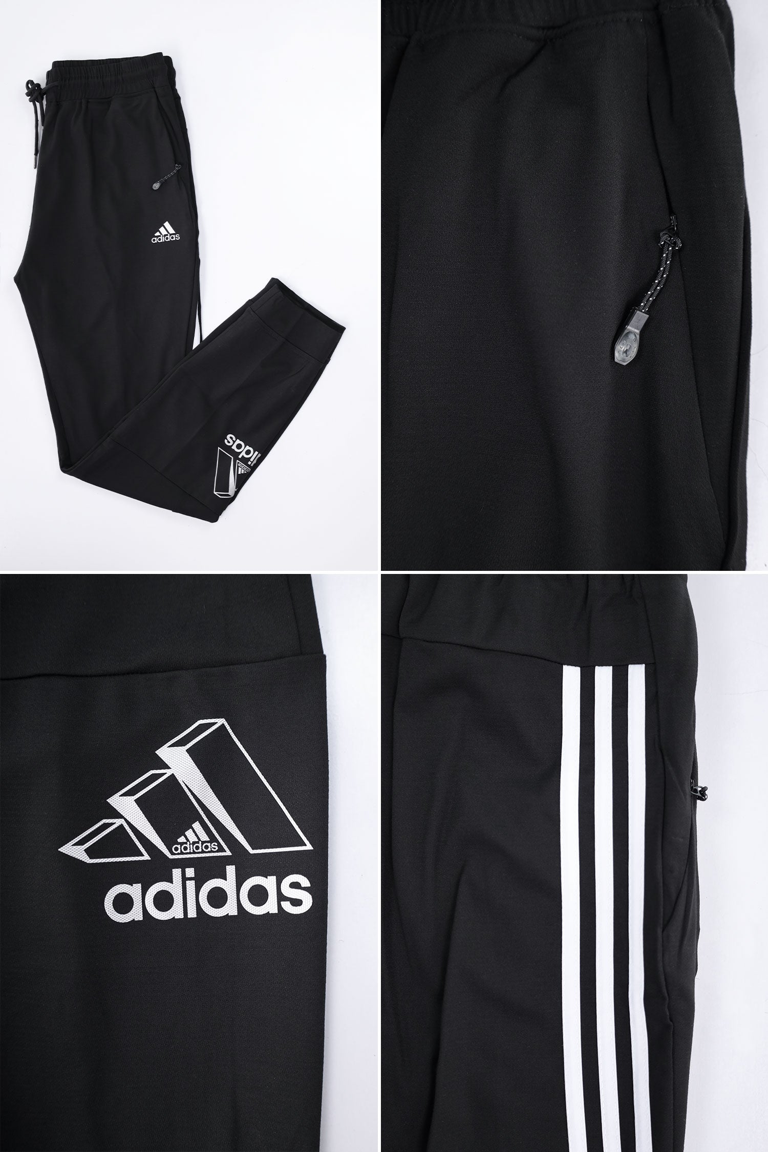 Adds Skinny Seluar Track 3 Stripes Line Sportswear Trouser In Black