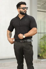 Turbo Endless Cool Embossed Casual Shirt In Black