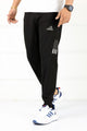 Adds Textured 3 Strip Line Poly Premium Sportswear Trouser in Black