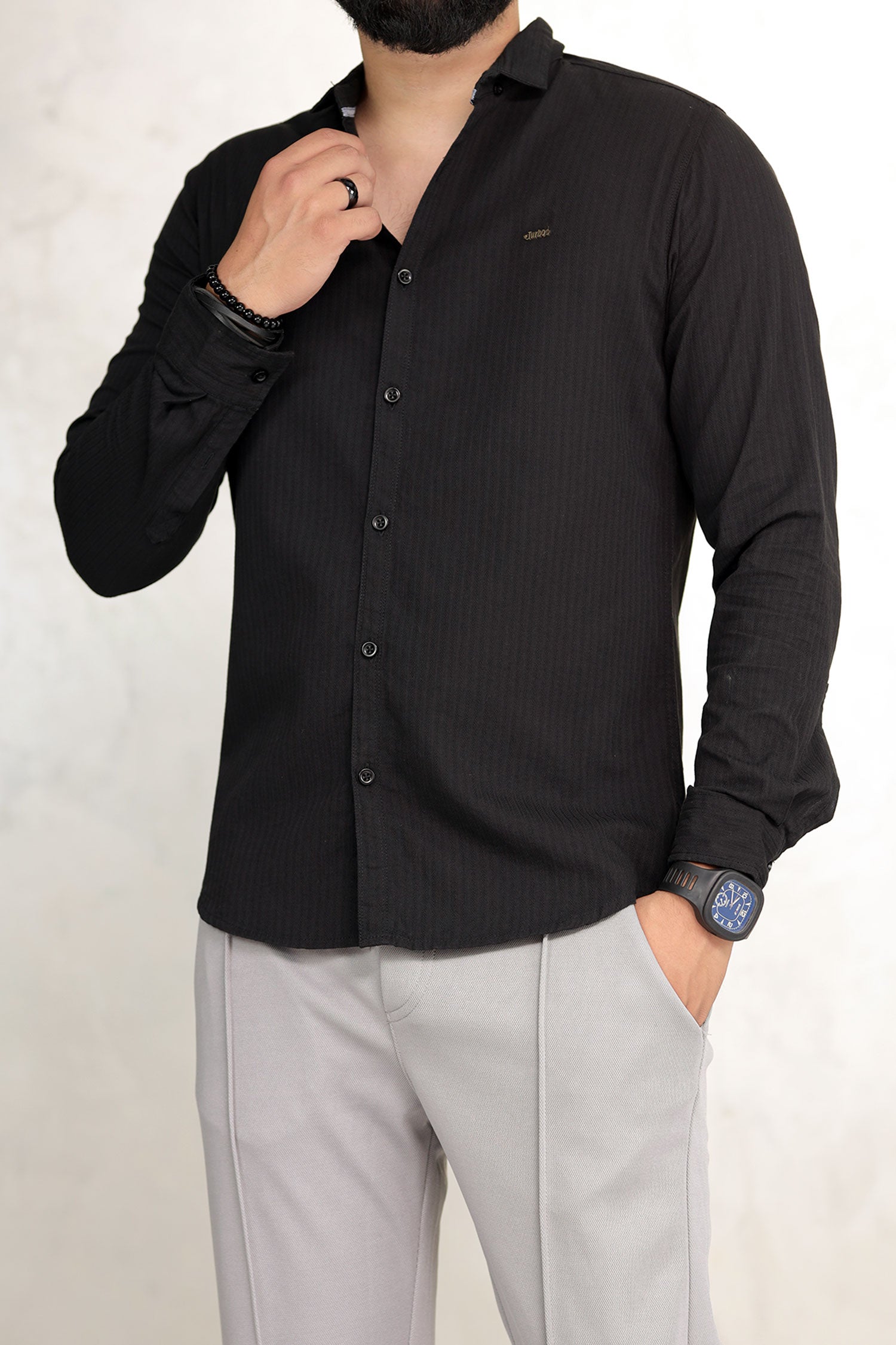 Turbo Organic MonoChromatic Long Sleeve Cotton Casual Shirt