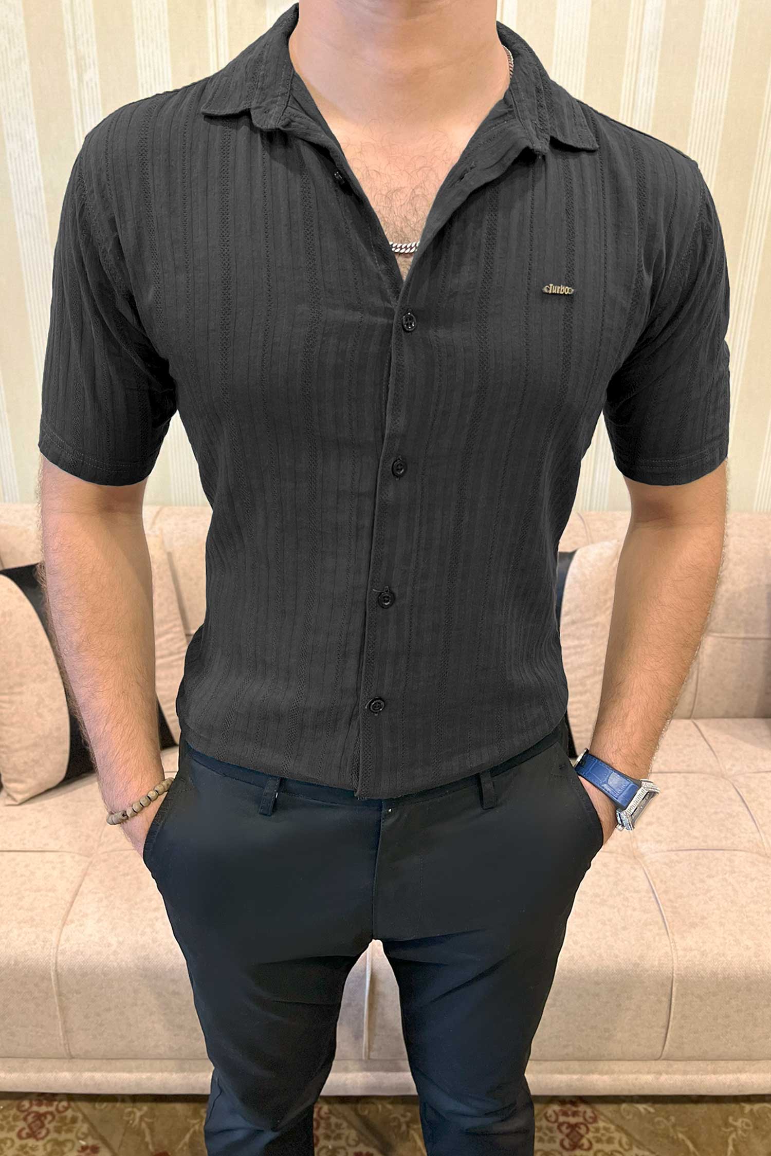 Turbo Minimalist Design Half Sleeve Casual Shirt