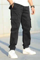 Turbo Vintage Grip Signature Imp Cotton Cargo Trouser In Black