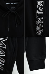 Blman  Embroidered Typography Essential Fleece Hoodie In Black