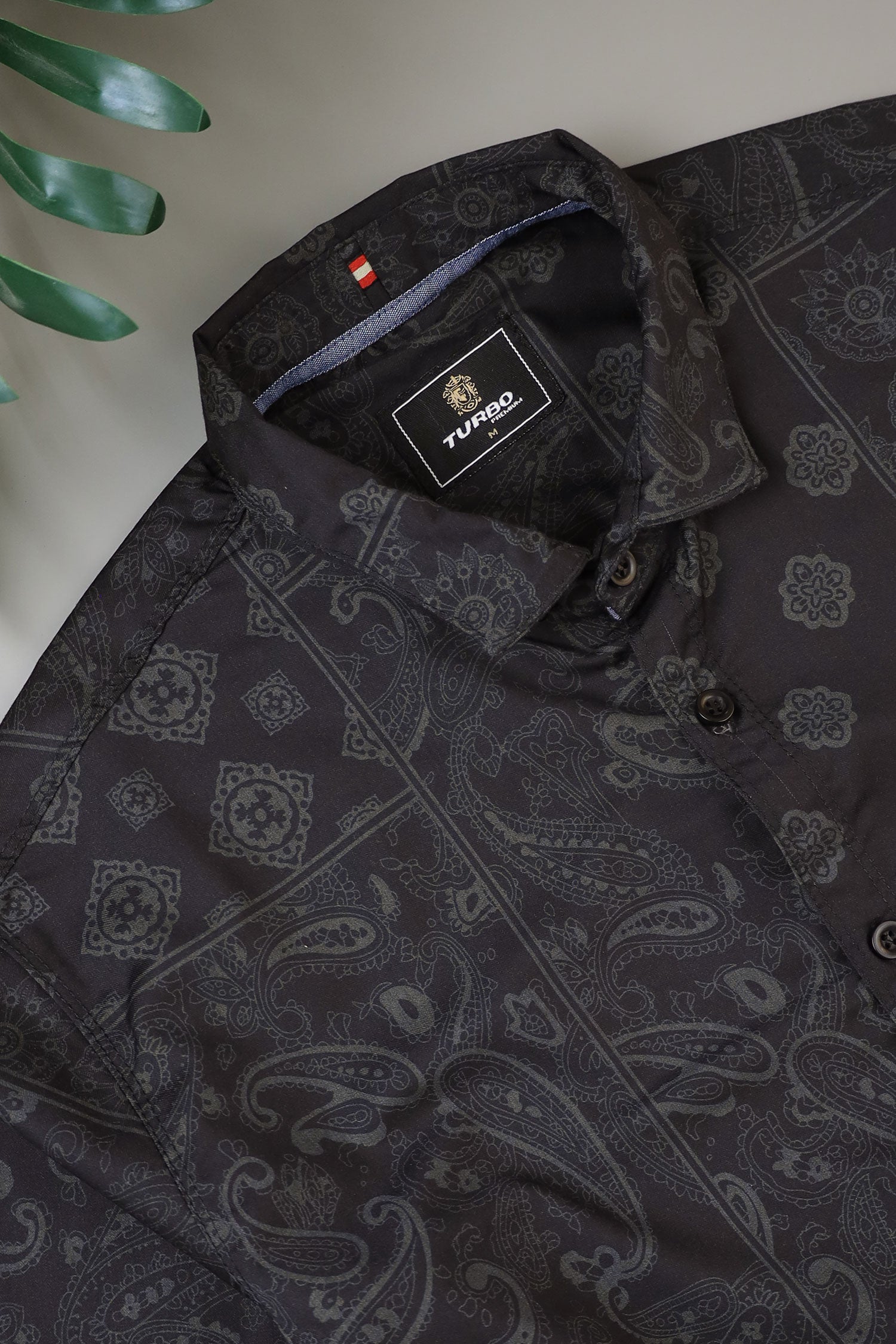 Turbo Splash Printed Long Sleeve Cotton Casual Shirt In Black
