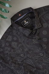 Turbo Splash Printed Long Sleeve Cotton Casual Shirt In Black