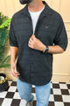 Turbo Knit Craft Crochet Casual Shirt In Black
