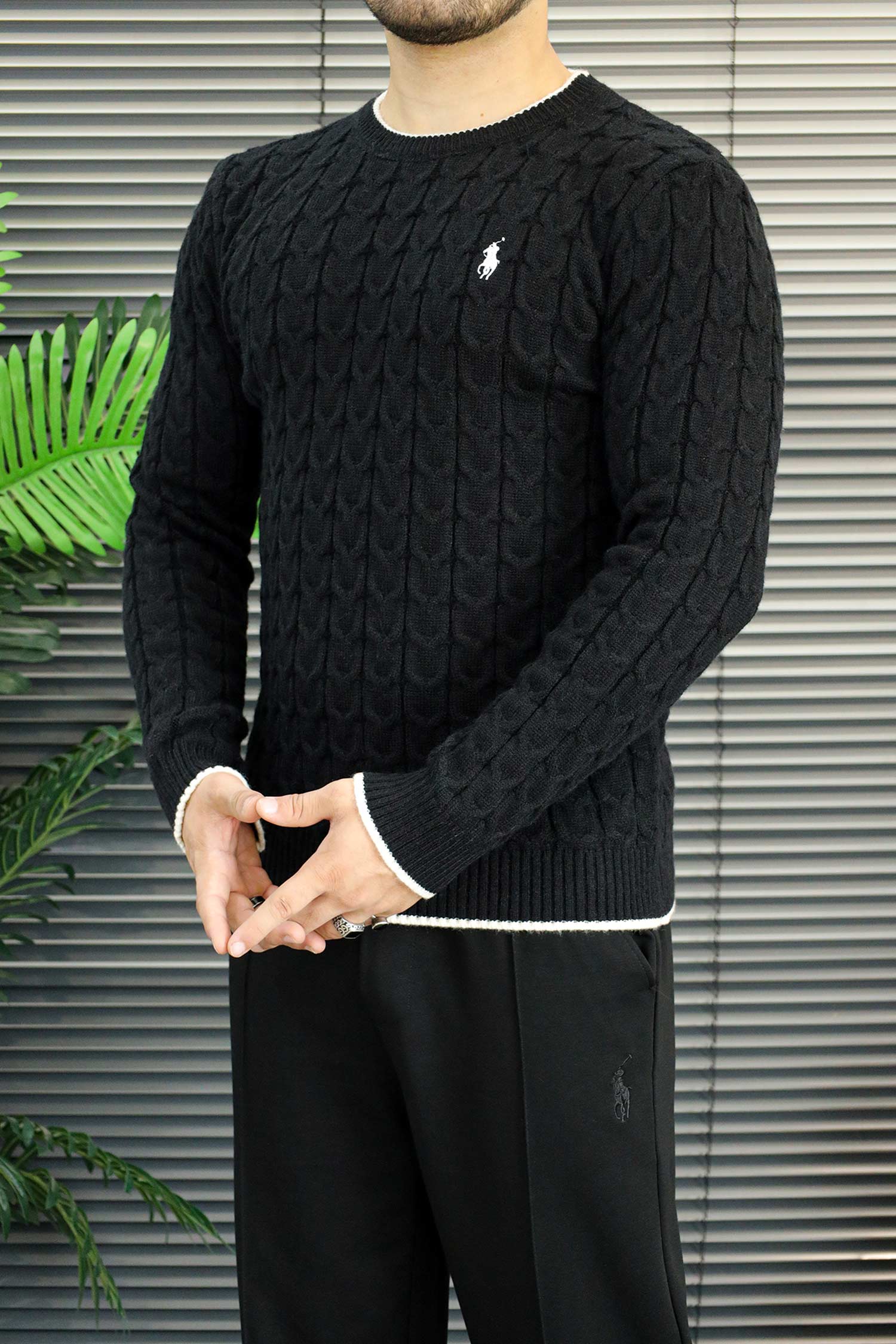 Polo Cashmere Blend Knit Imported Men's Sweater