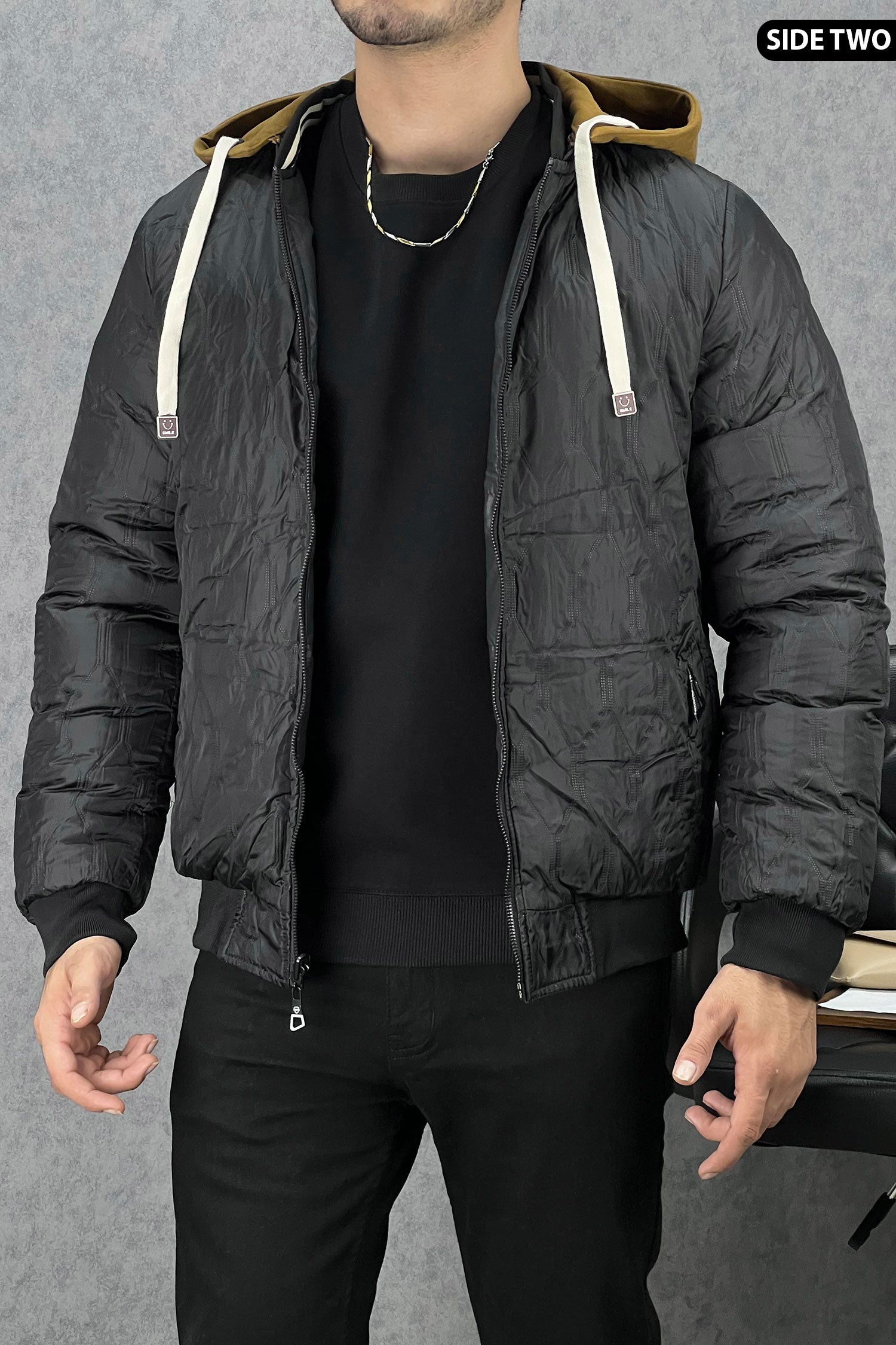 Rib Collar Hooded Padded Imported Puffer Jacket