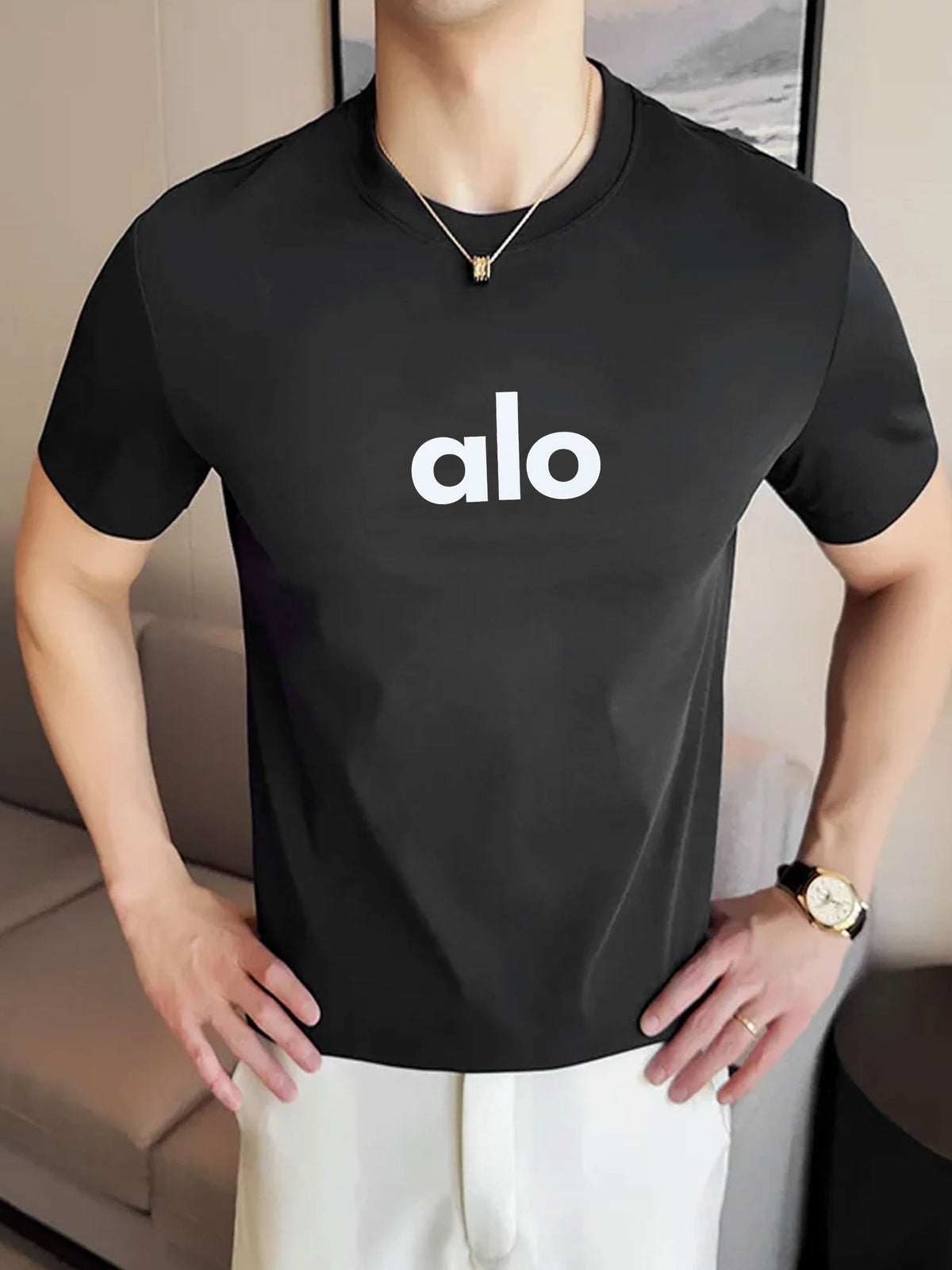 Alo 'The Icon' Geometric Graphic Crew Neck Tee