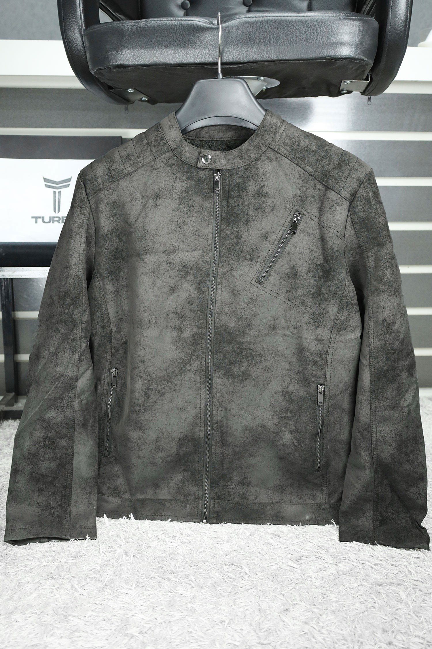 Trendy Self Shaded Men's Imported Suede Leather Jacket