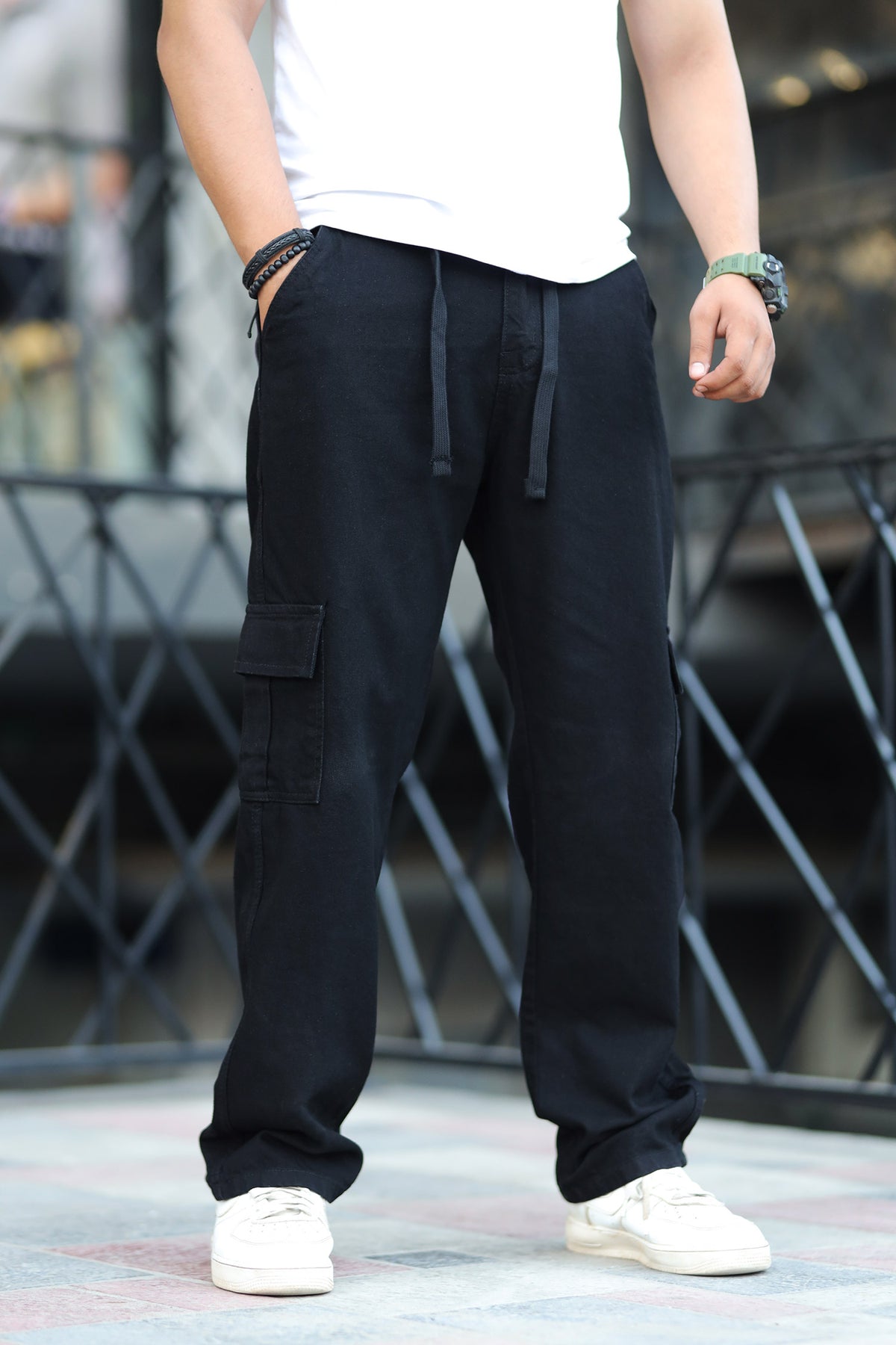 Denim Men's Relaxed Fit Straight Leg Baggy Jeans In Black