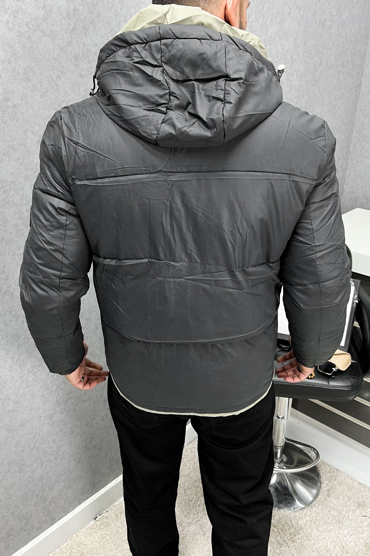 Self Texture Quilted Padded Imported Puffer Jacket