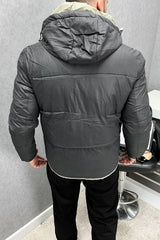 Self Texture Quilted Padded Imported Puffer Jacket In Black