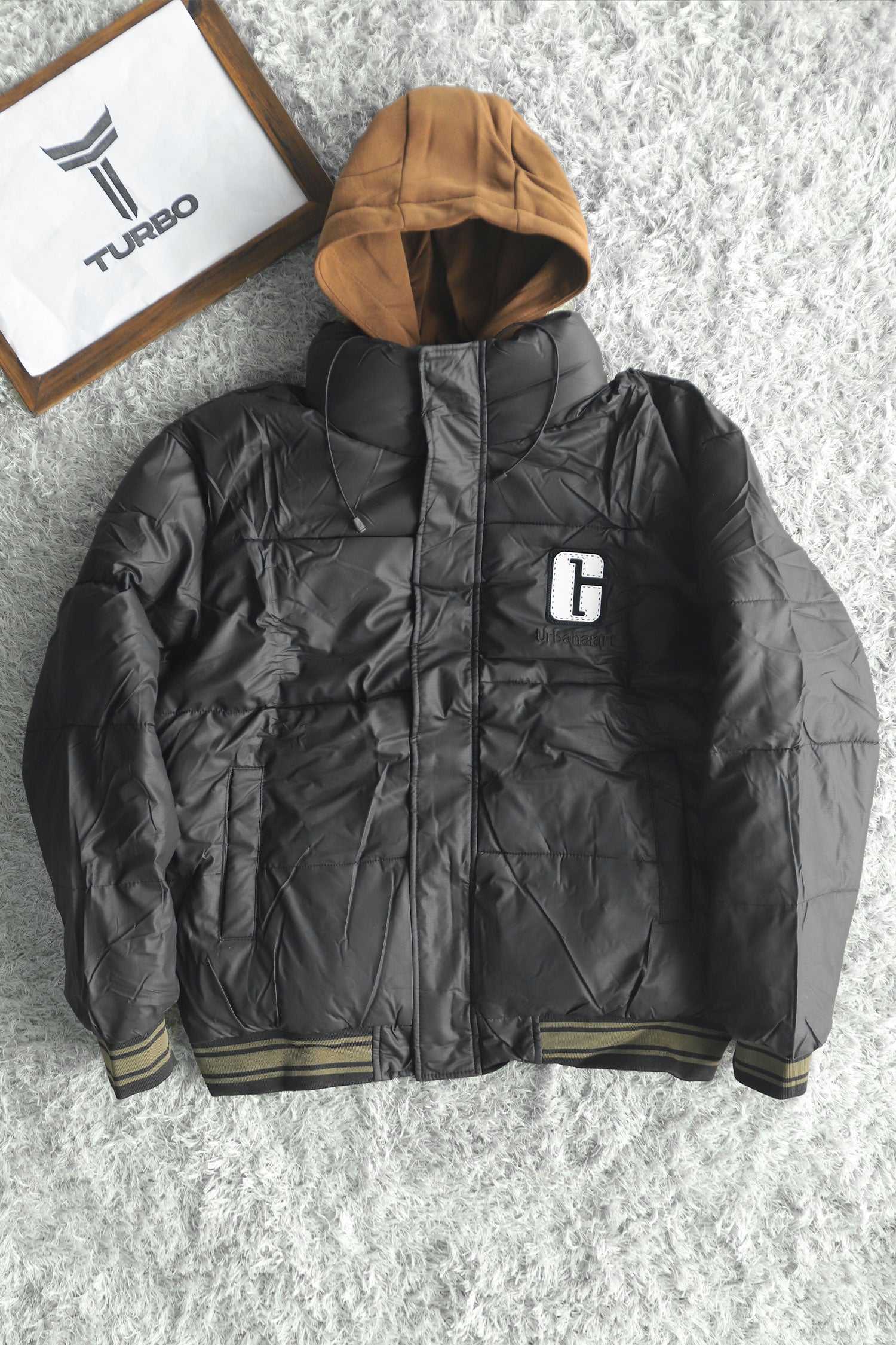 G Letter Logo Dual Zip Hooded Imported Puffer Jacket