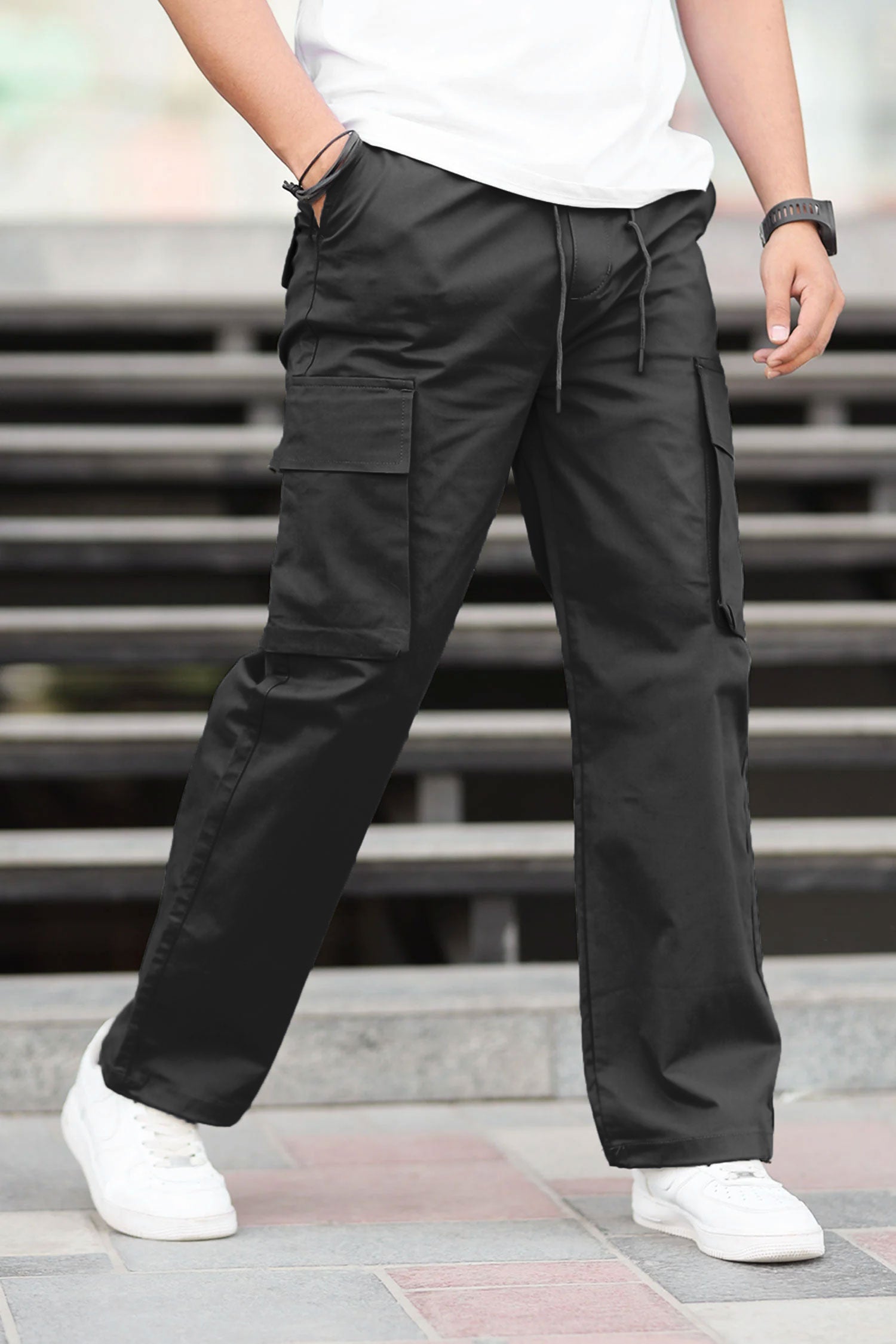 Turbo Relaxed Life Cotton Baggy Fit Trouser In Black