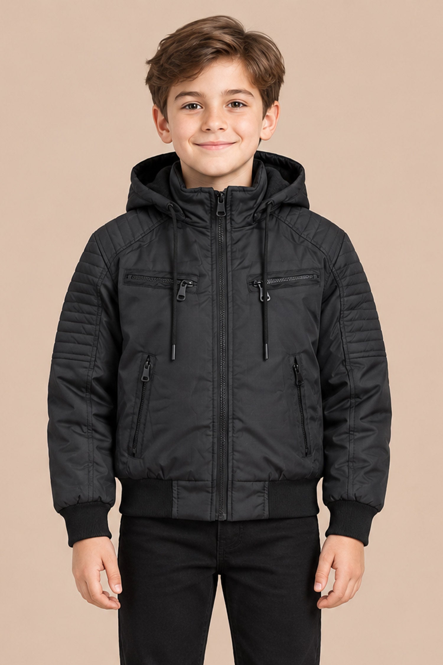 Bomber Detachable Hood Imported Kid's Puffer Jacket