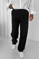 Turbo Comfort Front Plate Regular Straight-Fit Trouser In Black