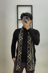 Brbrry Checked Pattern Vintage Wool Men Mufflers In Black