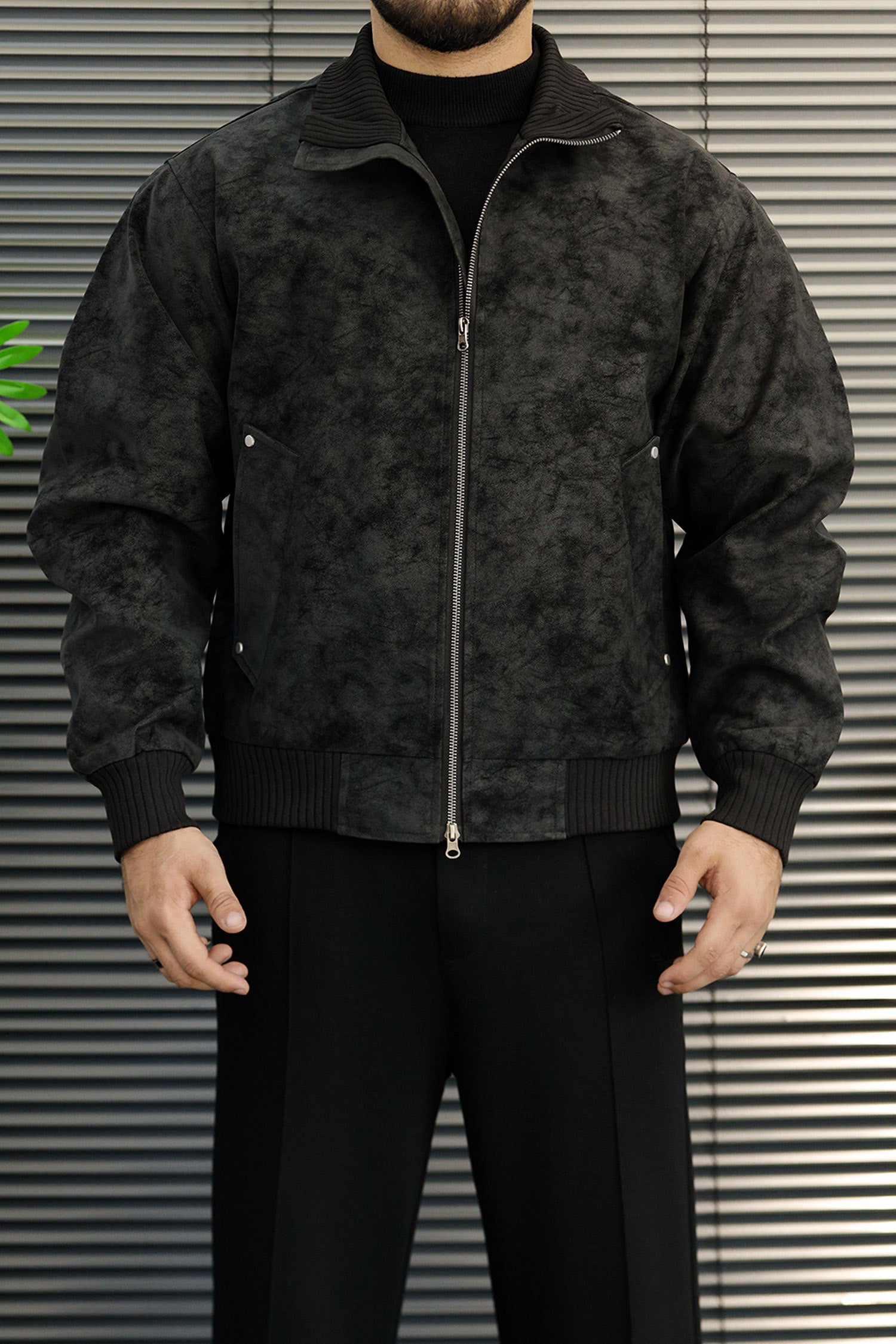 Men's Affordable Sweat Suede Leather Jacket