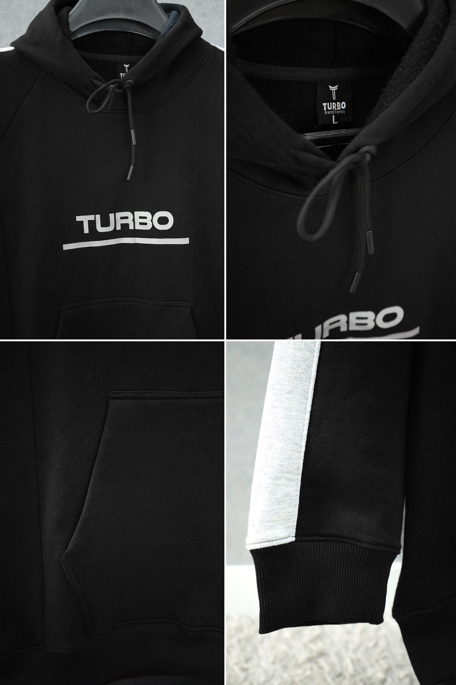 Turbo Panel Stripe Warm Fleece Hoodie