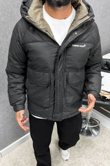 Trnd Man Textured Pocket Style Padded Imported Puffer Jacket In Black