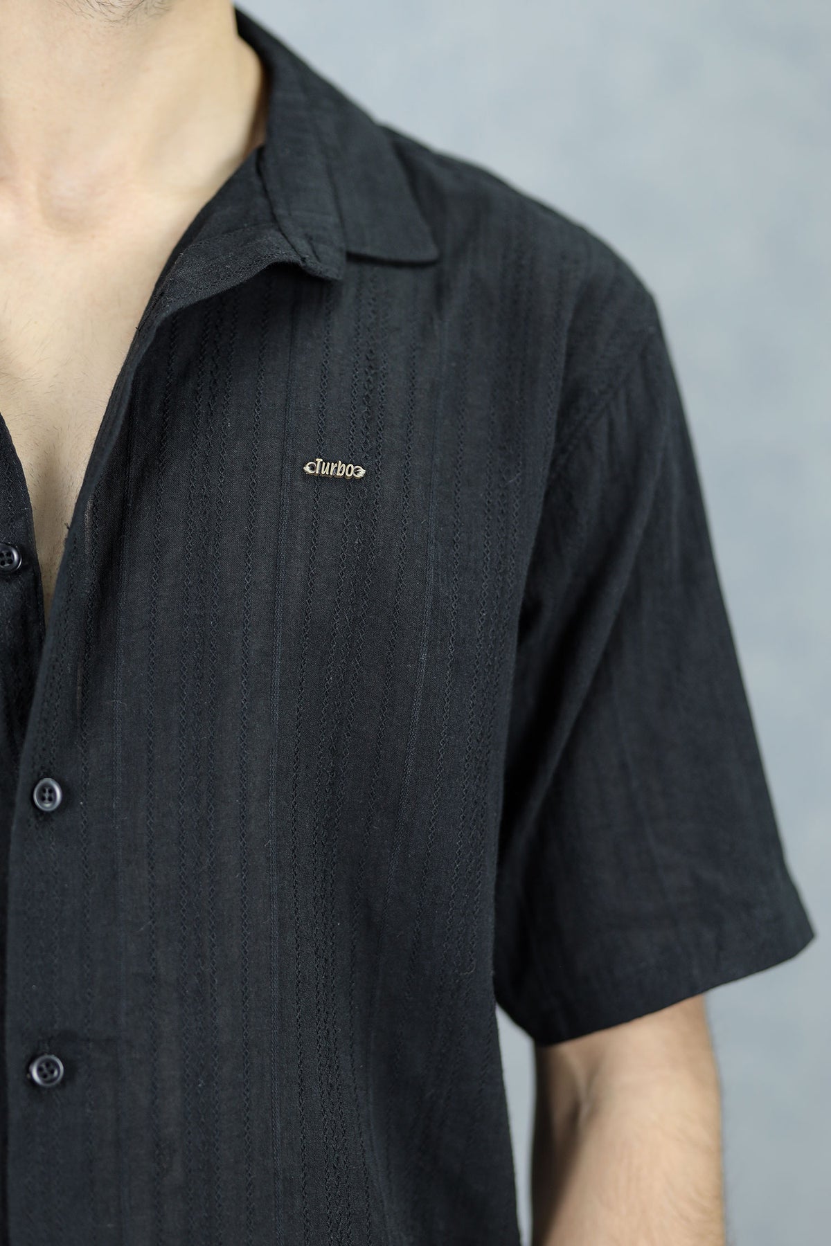 Turbo Textured Champ Casual Shirt In Black