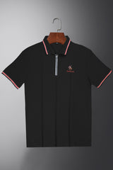 Turbo Polo x R/L Zip Collaered Men's Polo Shirt In Black