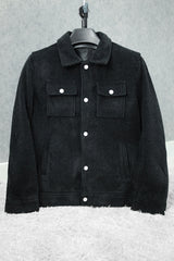 Zig Zag Design Imported Men's Woolen Jacket In Black