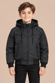 Bomber Detachable Hood Imported Kid's Puffer Jacket In Black