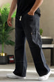 Turbo Style Cast Denim Cargo Jeans In Black