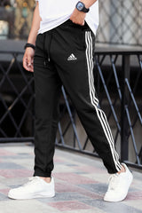 Adds Stripe Zip Bottom Sportswear Trouser in Black