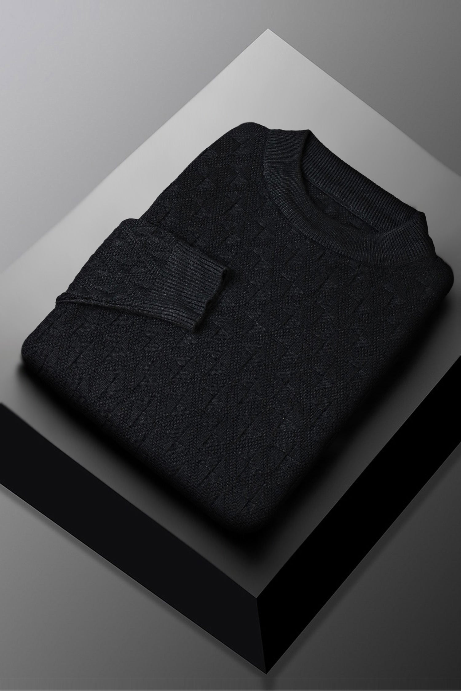 Power Look Patterened Crew-Neck Imported Men's Sweater