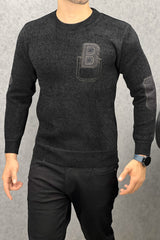 B Letter Round Neck Imported Men's Sweatshirt