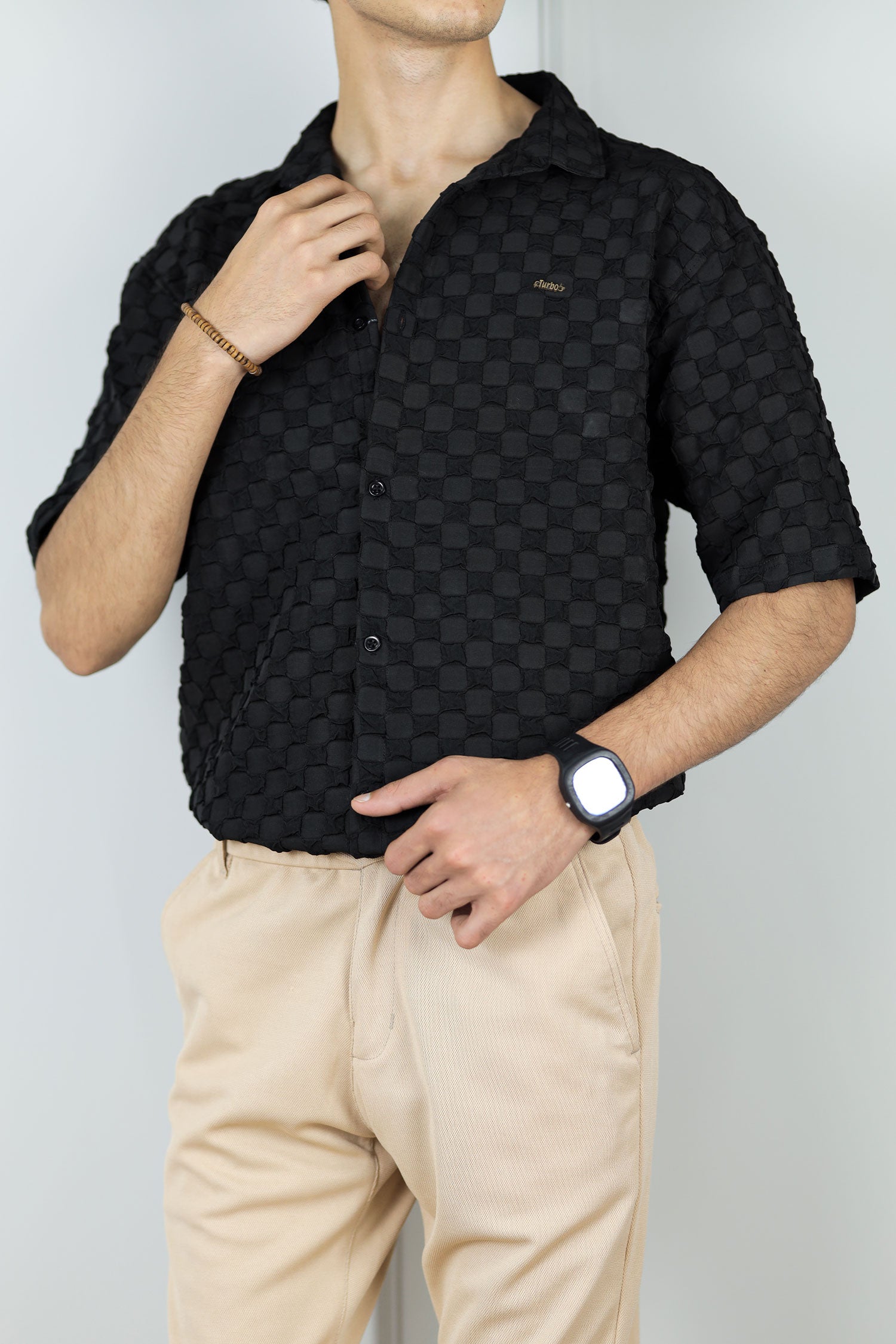 Turbo Puff Structured Pattern Casual Shirt