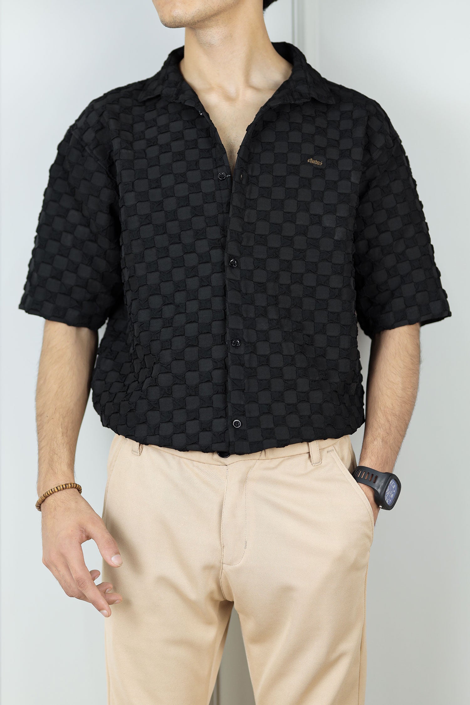 Turbo Puff Structured Pattern Casual Shirt