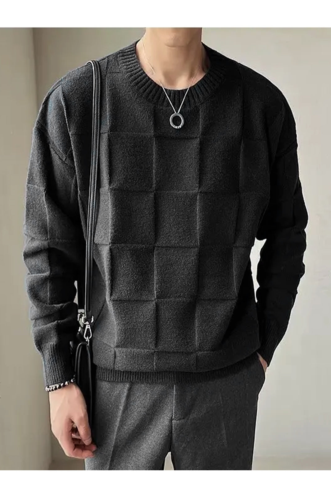 Hype Knitted Urban Sweater Style Crew Neck Men's Sweatshirt