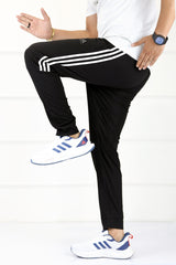 Adds 3 Stripes Line Casual Lightweight Sportswear Trouser In Black