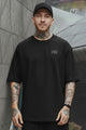 Mens Urban Fashion Round Neck T-shirt In Black