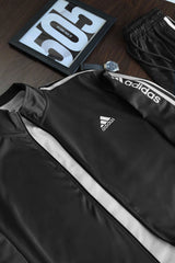 Adds 3 Stripes Signature Mock Neck Zipper Tracksuit In Black