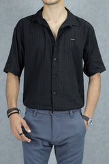 Turbo Textured Champ Casual Shirt In Black