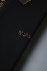 Turbo Studiofit Detailed Zip Collar Men's Polo Shirt In Black