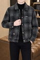 Outerwear Tweed Checkered Imported Men's Wool Jacket In Black