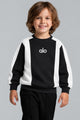 Alo Color-Block Quarter Round Neck Kid's Sweatshirt In Black